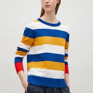 COS Sz XS Cotton Multicolor Striped Casual Sweater